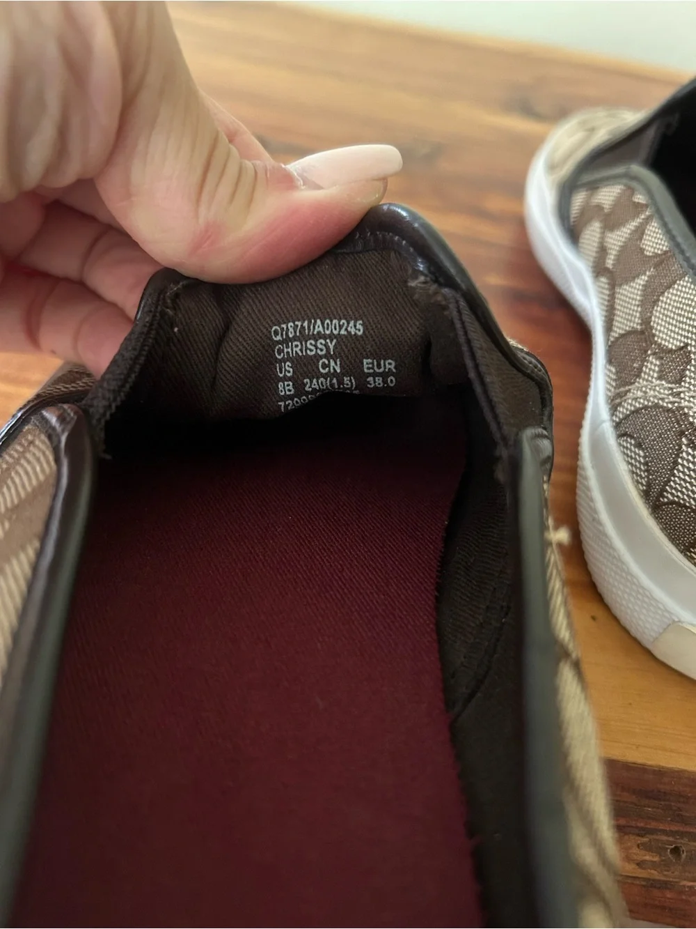 Womens Slip-On Sneakers in Tan Signature Pattern
